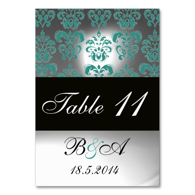 NUMÉRO DE TABLE TURQUOISE AQUA BLEU BLACÉ BLACÉ BLACÉ BLANC DOMMAS (Par défaut)