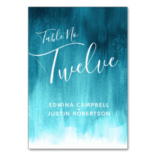 Numéro De Table Turquoise aqua lavage abstrait art moderne tableau