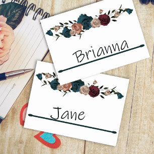 Numéro De Table Turquoise, Bourgogne, Beige Rose Nom Place Card