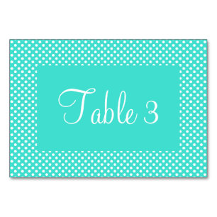 Numéro De Table Turquoise et points blancs numérotés