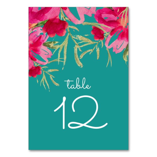 Numéro De Table Turquoise Fuchsia Floral Mariage (Par défaut)