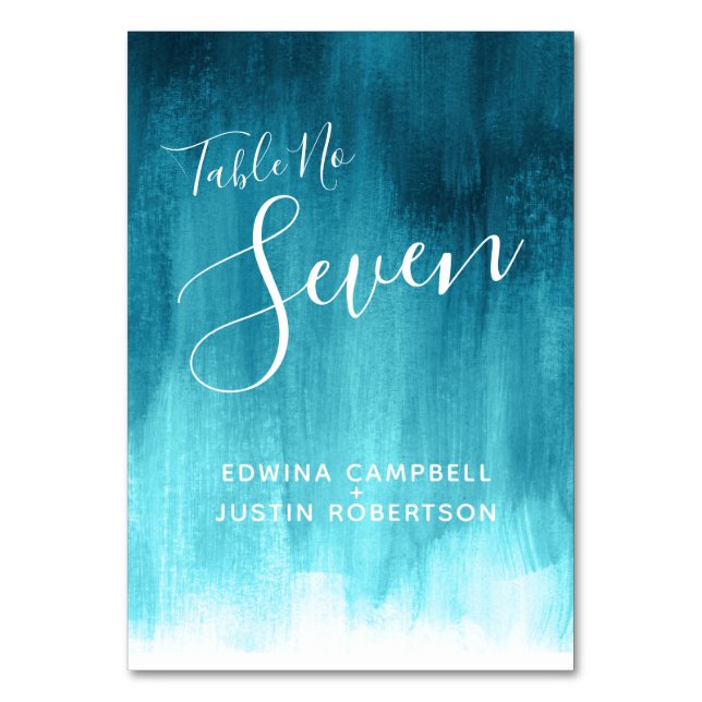 Numéro De Table Turquoise lavage abstrait art moderne tableau numé (Dos)