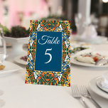 Numéro De Table Turquoise talavera vintage mariage mexicain<br><div class="desc">Panneau d'accueil mariage mexicain vintage Talavera terracotta turquoise coloré élégant mariage numéro de table carte,  numéro de table mariage,  couleur talavera mariage numéro de table carte réception personnalisée décoration de table numéro de table</div>