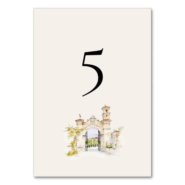 Numéro De Table Tuscany Italy Wedding Table Numbers Watercolor (Par défaut)