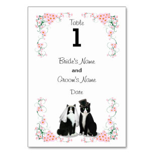 Numéro De Table Tuxedo Cat Mariage (texte sur 1 côté)