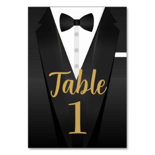 Numéro De Table Tuxedo Event Bow Cravate Black Cravate Party Gold
