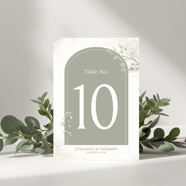 Numéro De Table Two Are Better Than One Christian Wedding  (Sage Green Wedding Table Numbers)