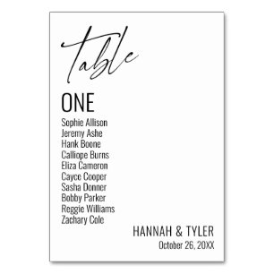 Numéro De Table Typographie contemporaine simple et élégante