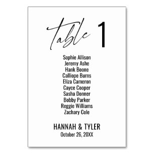Numéro De Table Typographie élégante contemporaine à un seul chiff