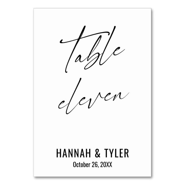 Numéro De Table Typographie Élégante Contemporaine Table Onze (Par défaut)