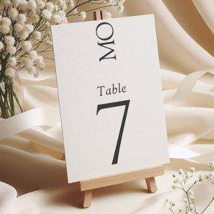 Numéro De Table Typographie Élégante Minimaliste Monogramme Mariag