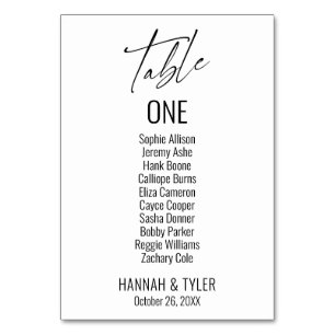 Numéro De Table Typographie élégante simple contemporaine