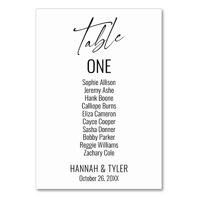Numéro De Table Typographie élégante simple contemporaine (Par défaut)