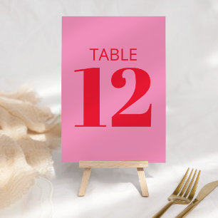 Numéro De Table Typographie en gras rose et rouge Bat mitzvah mode