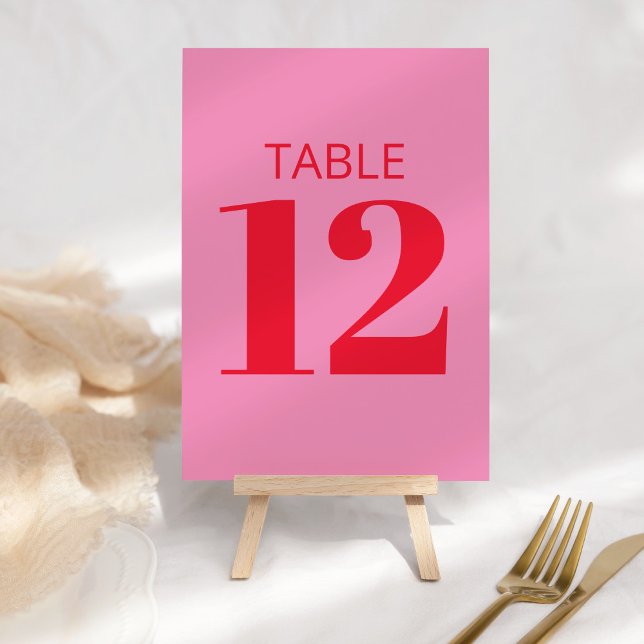 Numéro De Table Typographie en gras rose et rouge Bat mitzvah mode (Créateur téléchargé)