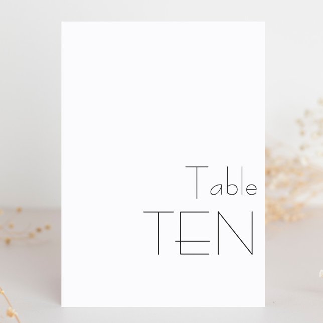 Numéro De Table Typographie minimaliste Noir Blanc Jouer TEN (Créateur téléchargé)