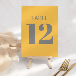 Numéro De Table Typographie moderne Gras Bat mitzvah jaune et gris