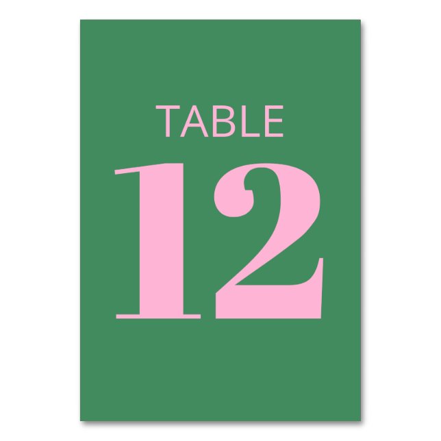 Numéro De Table Typographie moderne grasse rose verte Bar Mitzvah (Par défaut)