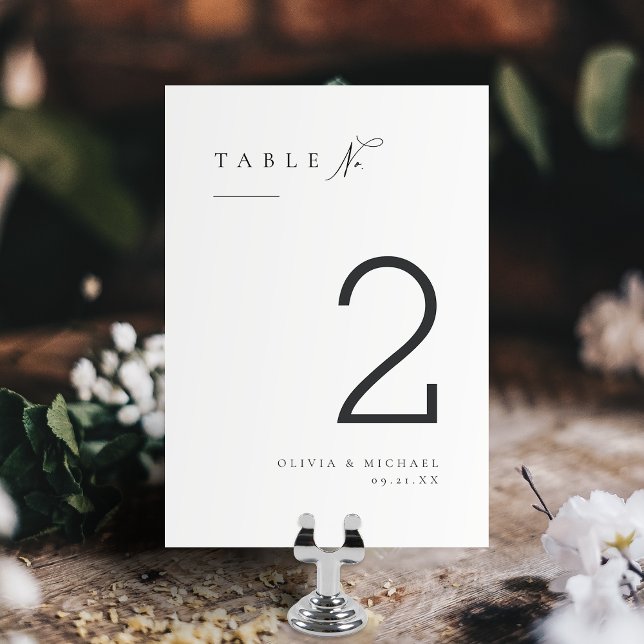 Numéro De Table Typographie simple et élégante Mariage moderne (Simply Elegant Typography Modern Wedding Table Number)