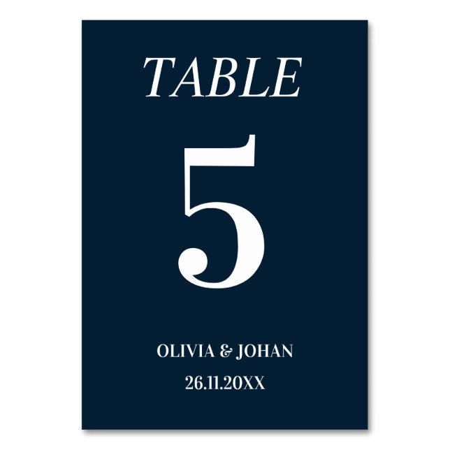 Numéro De Table Typographie tout simplement élégante Marine Mariag (Par défaut)