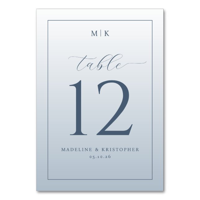 Numéro de table typographique bleu sophistiqué (Par défaut)