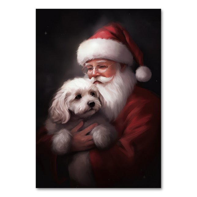 Numéro De Table Un caniche au Père Noël Festif (Par défaut)
