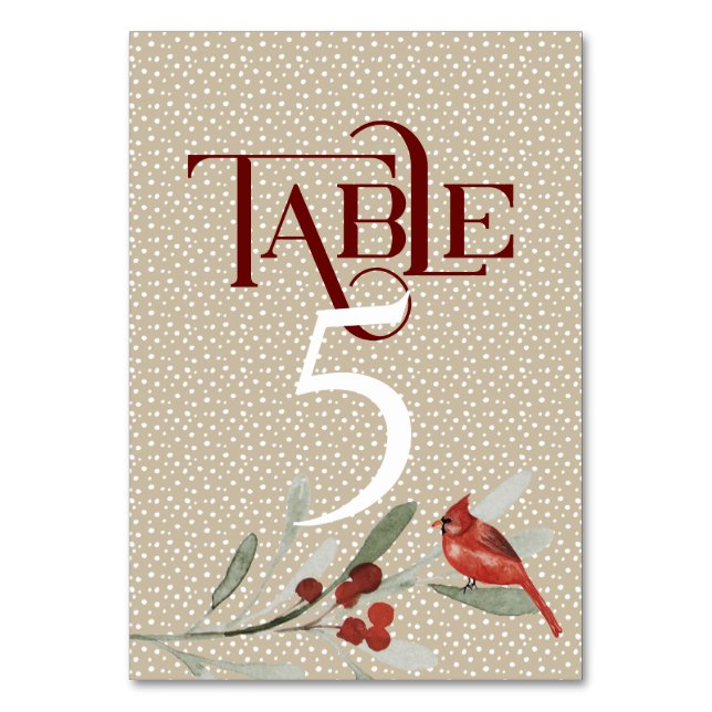 Numéro De Table Un hiver simple avec réception de mariage cardinal (Par défaut)