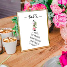 Numéro de table un Pivoines roses