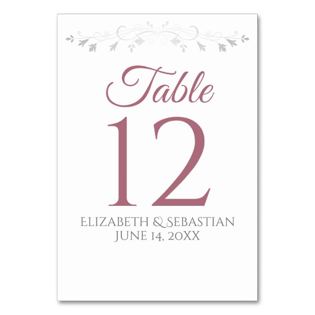 Numéro De Table Un Rose poussiéreux sur un mariage simple et éléga (Par défaut)