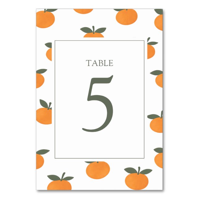 Numéro De Table Une petite orange mignonne genre neutre moderne (Par défaut)