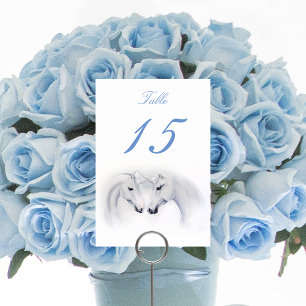 Numéro De Table Unicornes blanches Aimer Couple