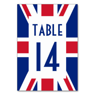 Numéro De Table Union Jack Rectangle Blanc Numéroté