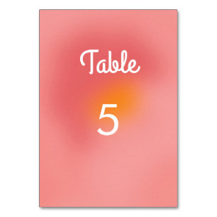 Numéro De Table Unique Artsy Retro Gradient Rose Orange Mariage