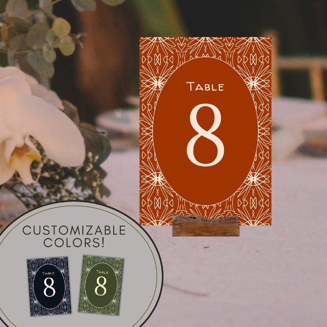 Numéro De Table Unique rouille Orange moderne Tribal Motif (Créateur téléchargé)