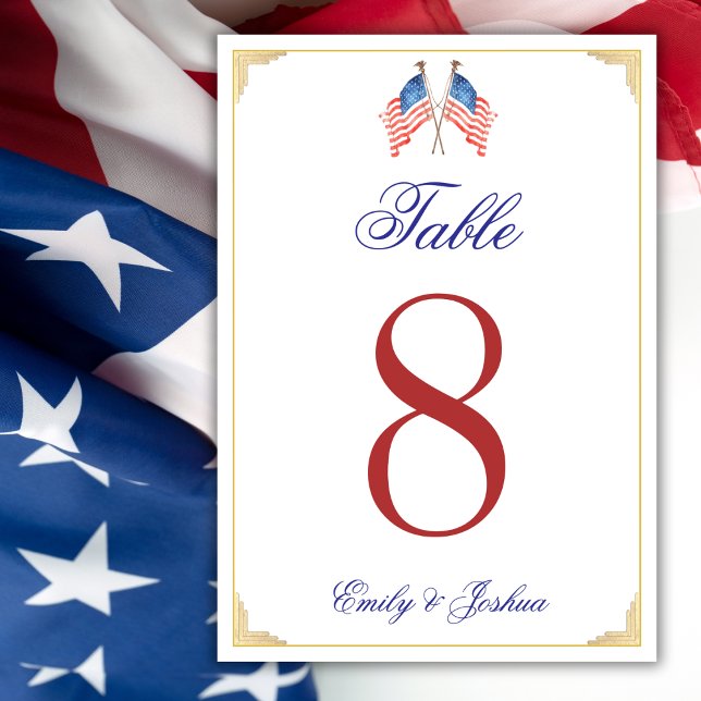 Numéro De Table USA Drapeau 4 juillet Patriotique Mariage Menu (Créateur téléchargé)