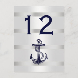Numéro de table V fond blanc et bleu marine nautiq
