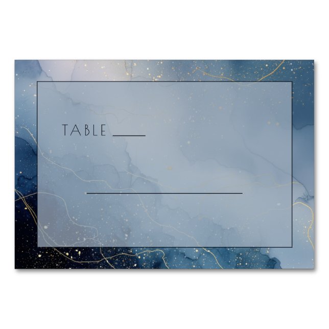 Numéro De Table Vagues Abstraites Bleu Sérénité (Devant)