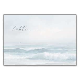 Numéro De Table Vagues aquarelles bleues tranquilles