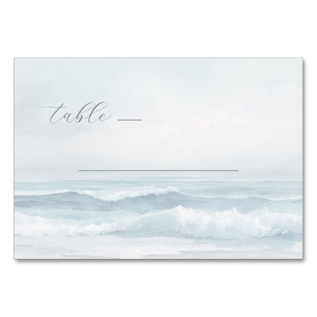 Numéro De Table Vagues aquarelles bleues tranquilles (Devant)