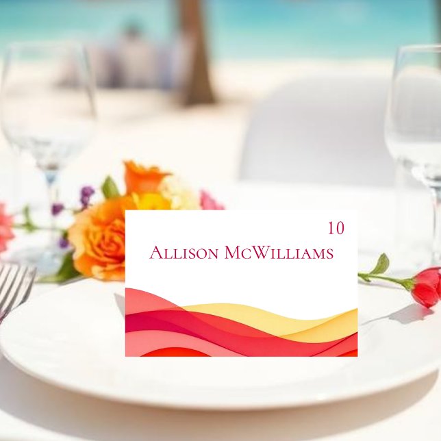 Numéro De Table Vagues de Couleur de Coucher de Soleil Mariage Mod (Sunset Color Waves Modern Wedding Table Number )