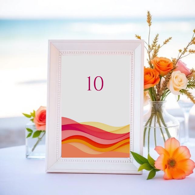 Numéro De Table Vagues de couleur de coucher de soleil Mariage mod (Sunset Color Waves Modern Wedding Table Number )