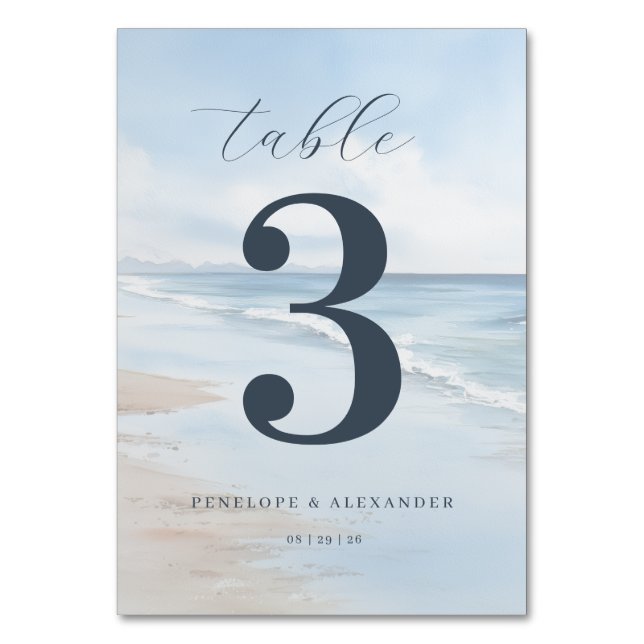 Numéro De Table Vagues de plage bleue tranquille (Par défaut)