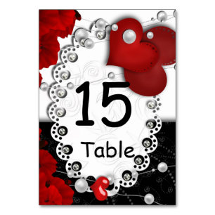 Numéro De Table Valentines Jour coeur et perles perle rouge perle 
