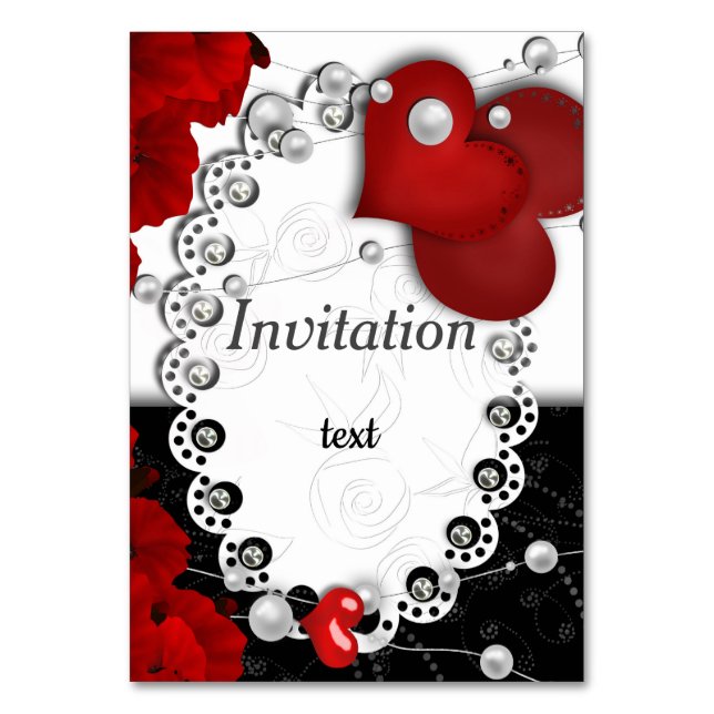 Numéro De Table Valentines Jour coeur et perles perle rouge perle  (Par défaut)