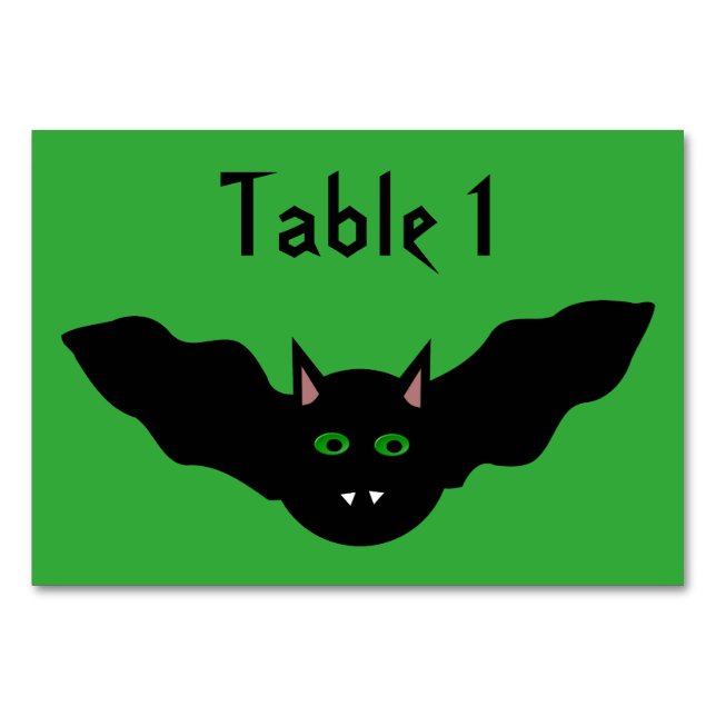 Numéro De Table Vampire Chat Face Bat Halloween Tablecards Personn (Devant)