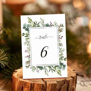 Numéro De Table Végétation botanique Noël Vacances Mariage Vert