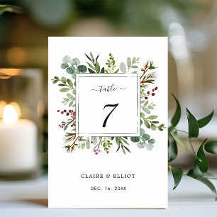 Numéro De Table Végétation botanique Noël Vacances Mariage Vert