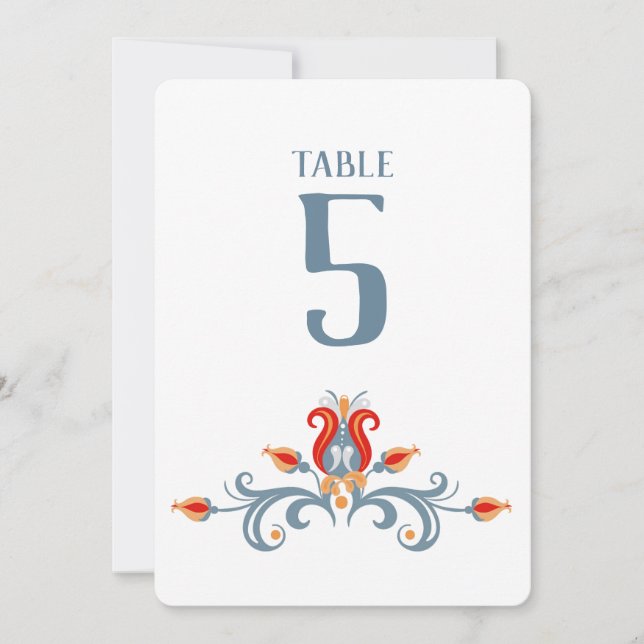 Numéro de table Velkommen Art folklorique scandina (Devant)