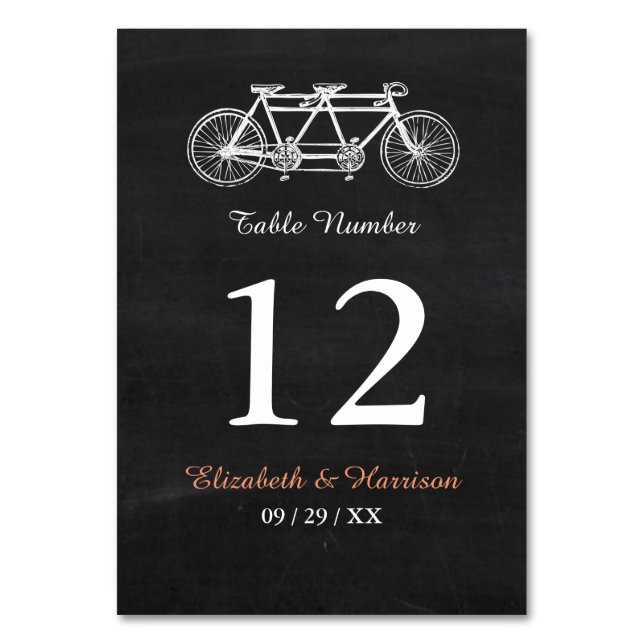 Numéro De Table Vélo Tandem Sur Mariage Chalkboard (Par défaut)