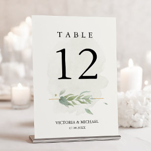 Numéro De Table Verdure Aquarelle Foliage Moderne Élégant Moderne